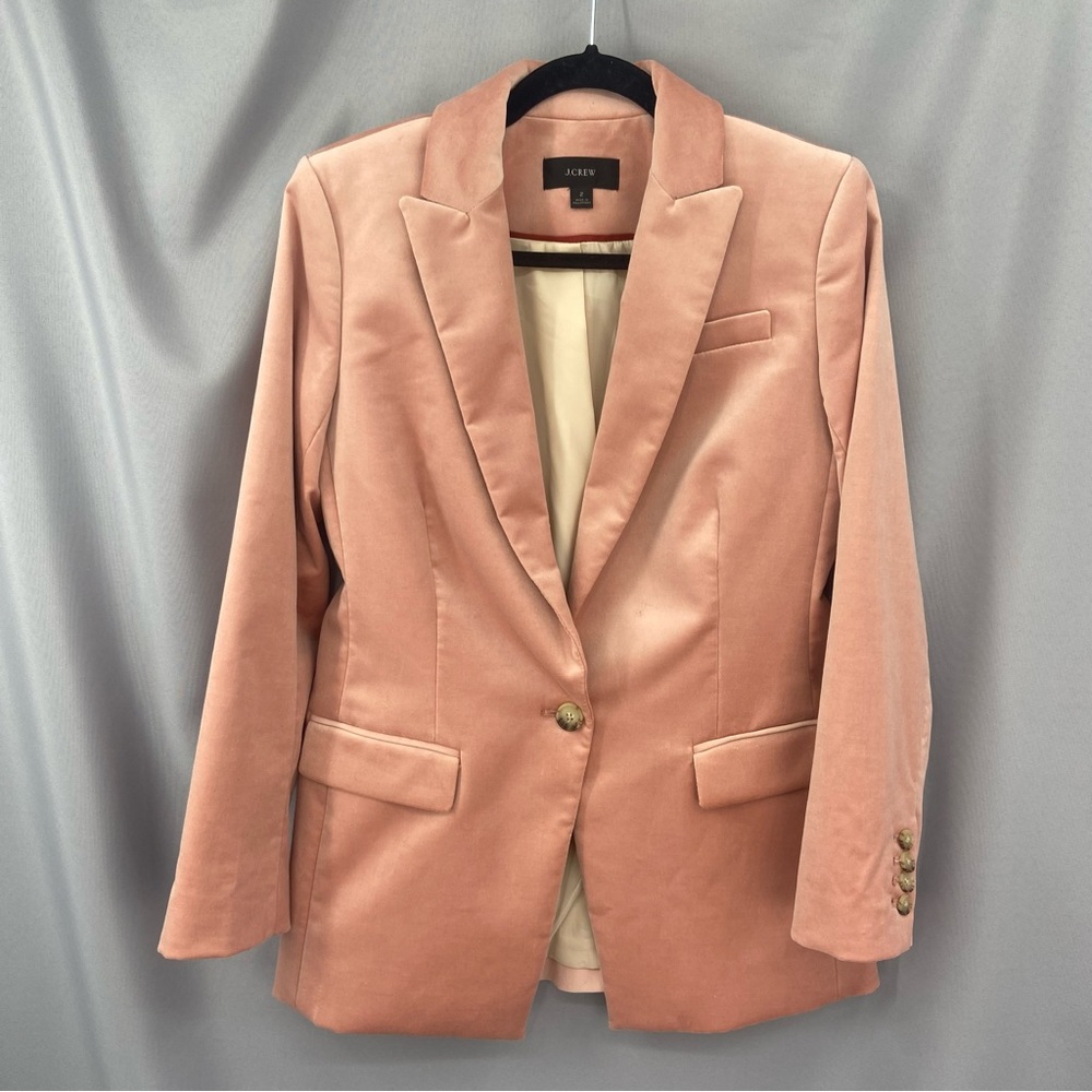 J. Crew Blush Pink Velvet Blazer
